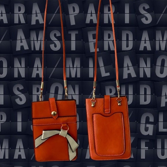 Handbags - ⚡️3/$25 Orange Leather Bag with Cream Bow